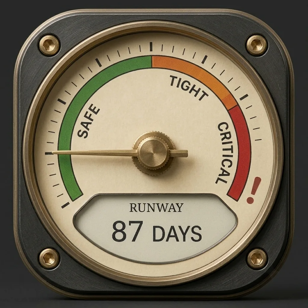 Screen showing runway 87 days